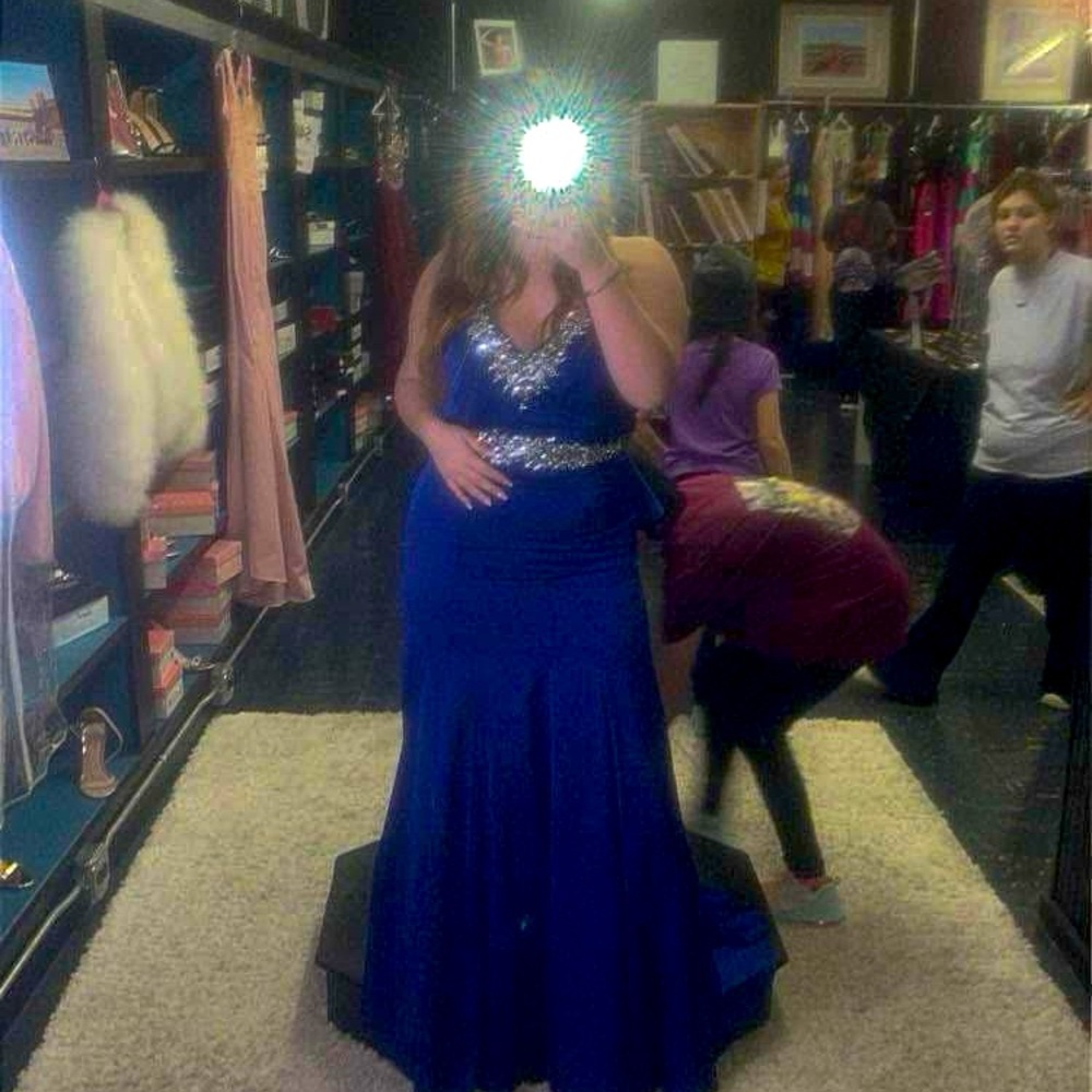 Blue mermaid prom dress